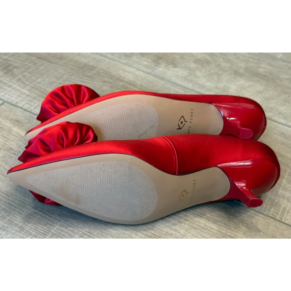 NEW KATY PERRY RED MICRO HEEL FLOWER PUMPS HEELS SHOES SZ 6.5M 6.5 - Picture 6 of 13